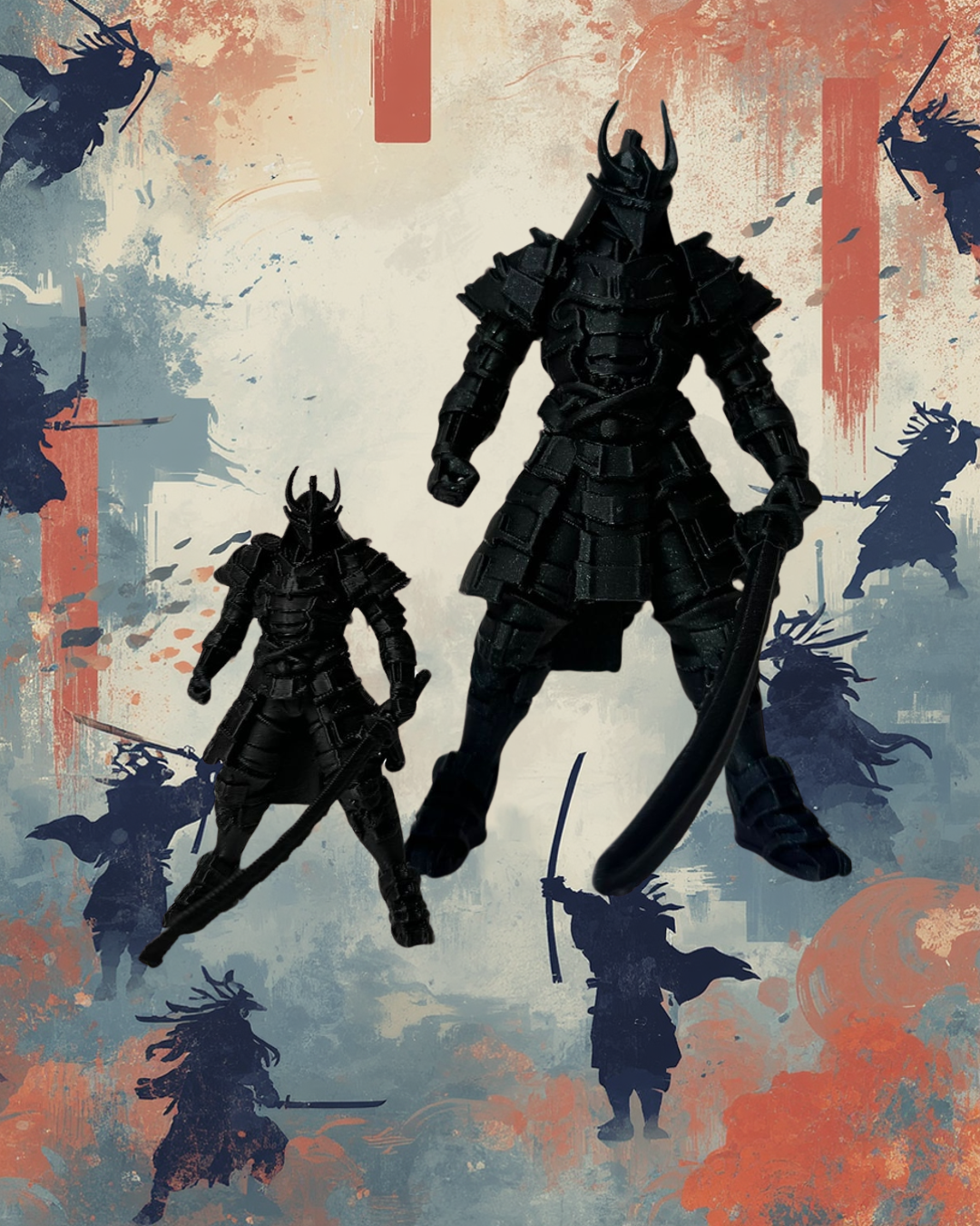 Samurai themed 3D printed figures